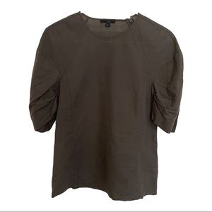 COS gray puff sleeve top blouse linen cotton blend size 8